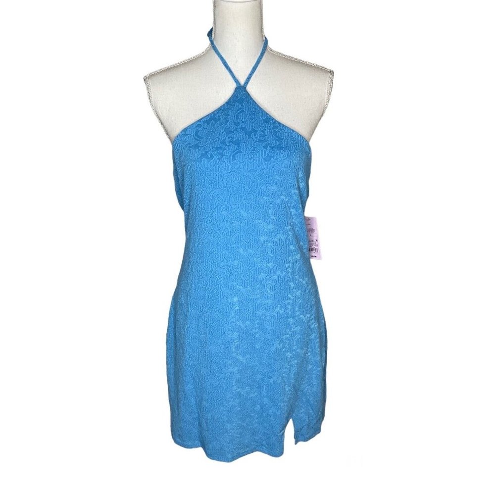 Wild Fable Women's Sleeveless Side Slit Bodycon Mini Dress Large Azure B…